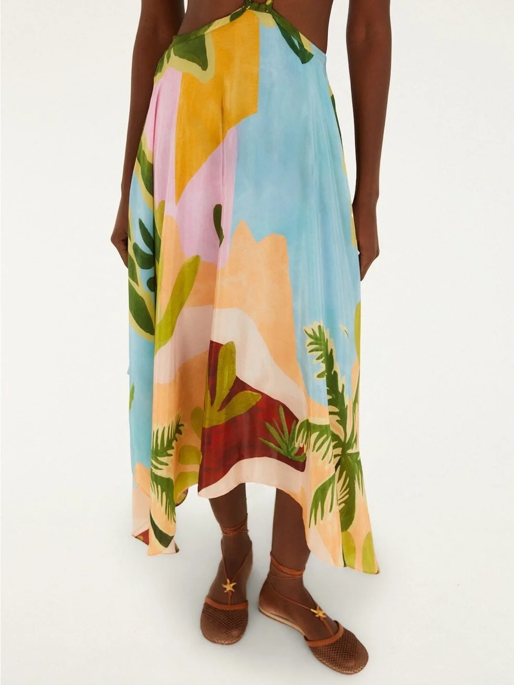 FARM RIO Multicolor Tropical Painting Cut-Out Buckles Maxi Dress - Picture 2 of 5